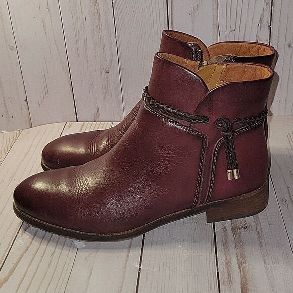 Pikolinos Royal NAW4D-8908 Garnet Leather Ankle Booties Boots sz 36 - Picture 4 of 12